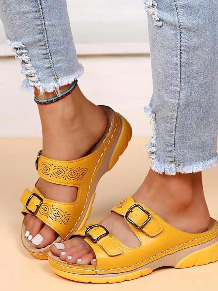 Women's Genuine Leather Flat Strappy Sandals