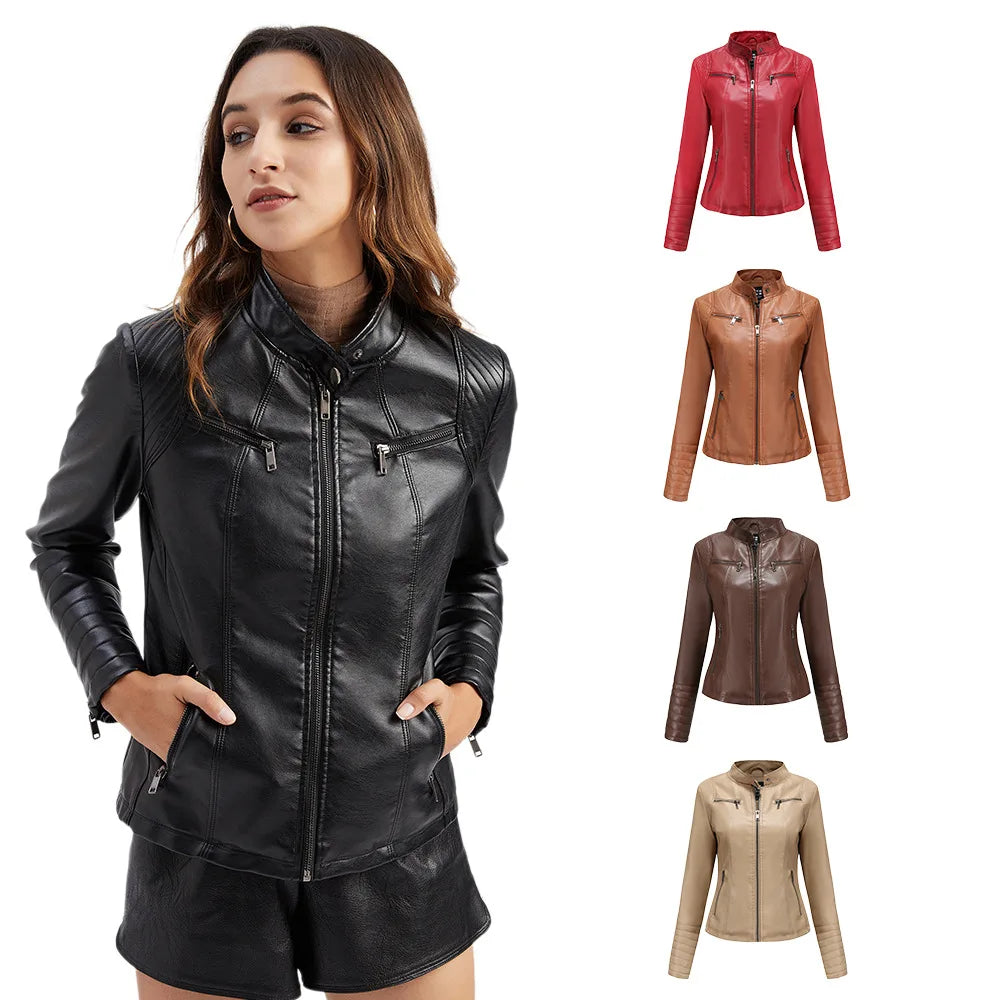 Stylish Faux Leather Biker Jacket