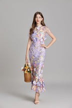 Floral Appliqué Mermaid Evening Gown Women's Occasion Dress
