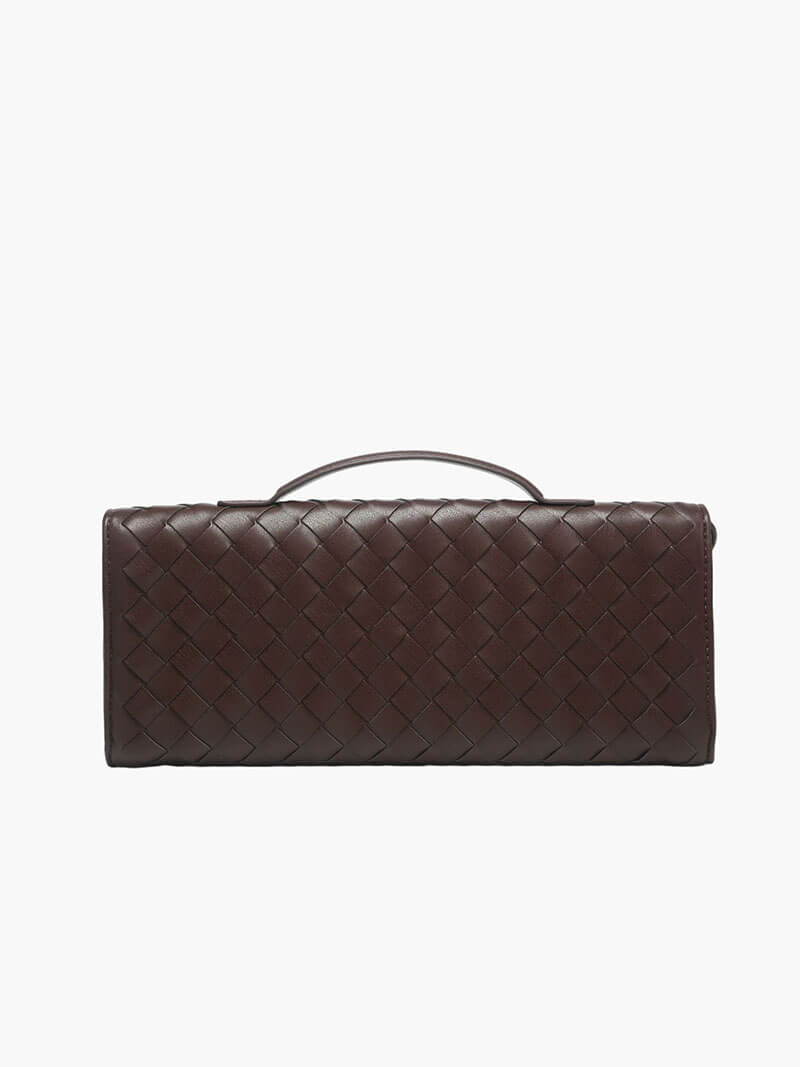 Women's Woven Leather Handbag with Gold Twist-Lock