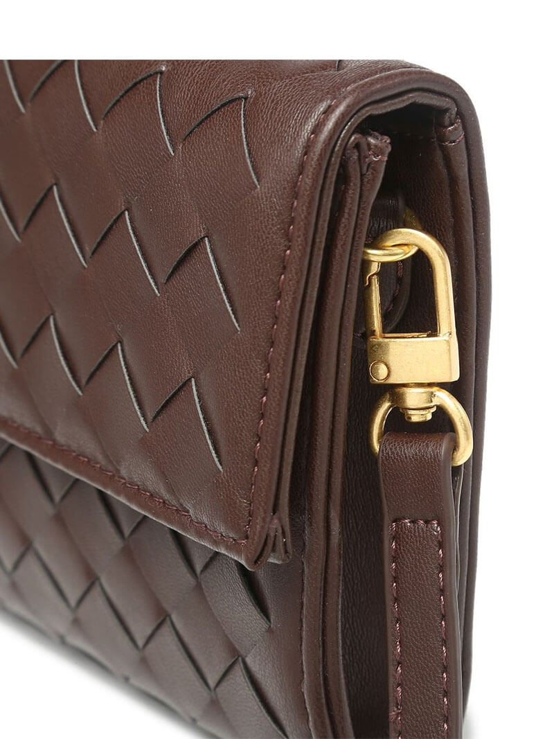 Women's Woven Leather Handbag with Gold Twist-Lock