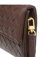 Women's Woven Leather Handbag with Gold Twist-Lock