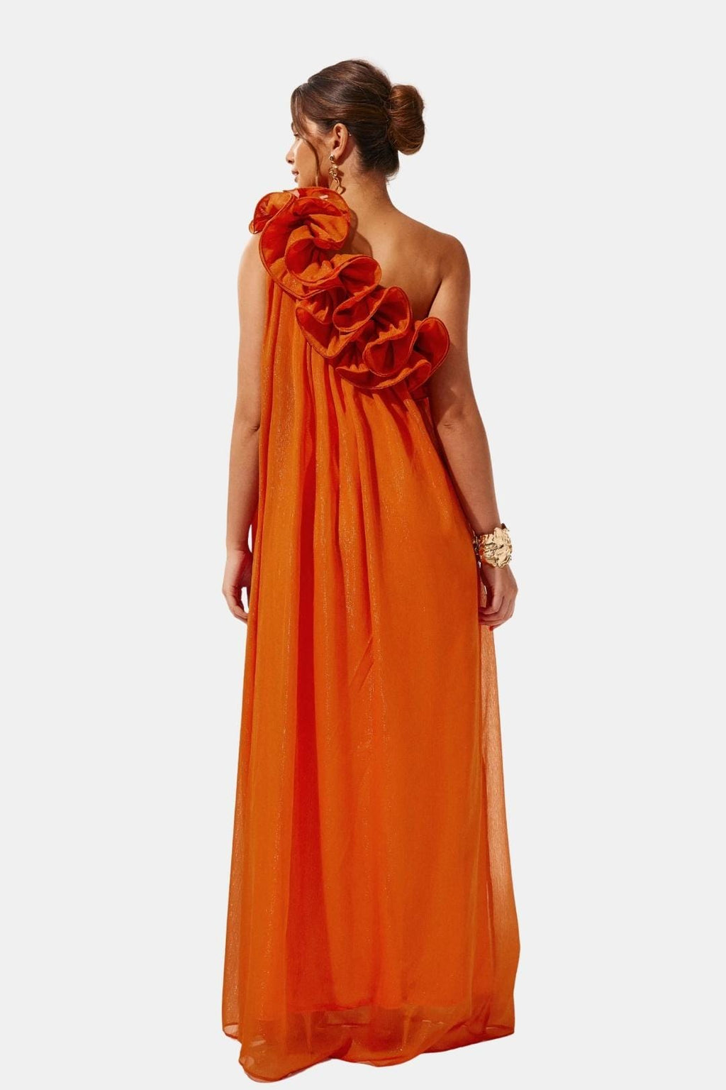 One-Shoulder Floral Maxi Cocktail Dress