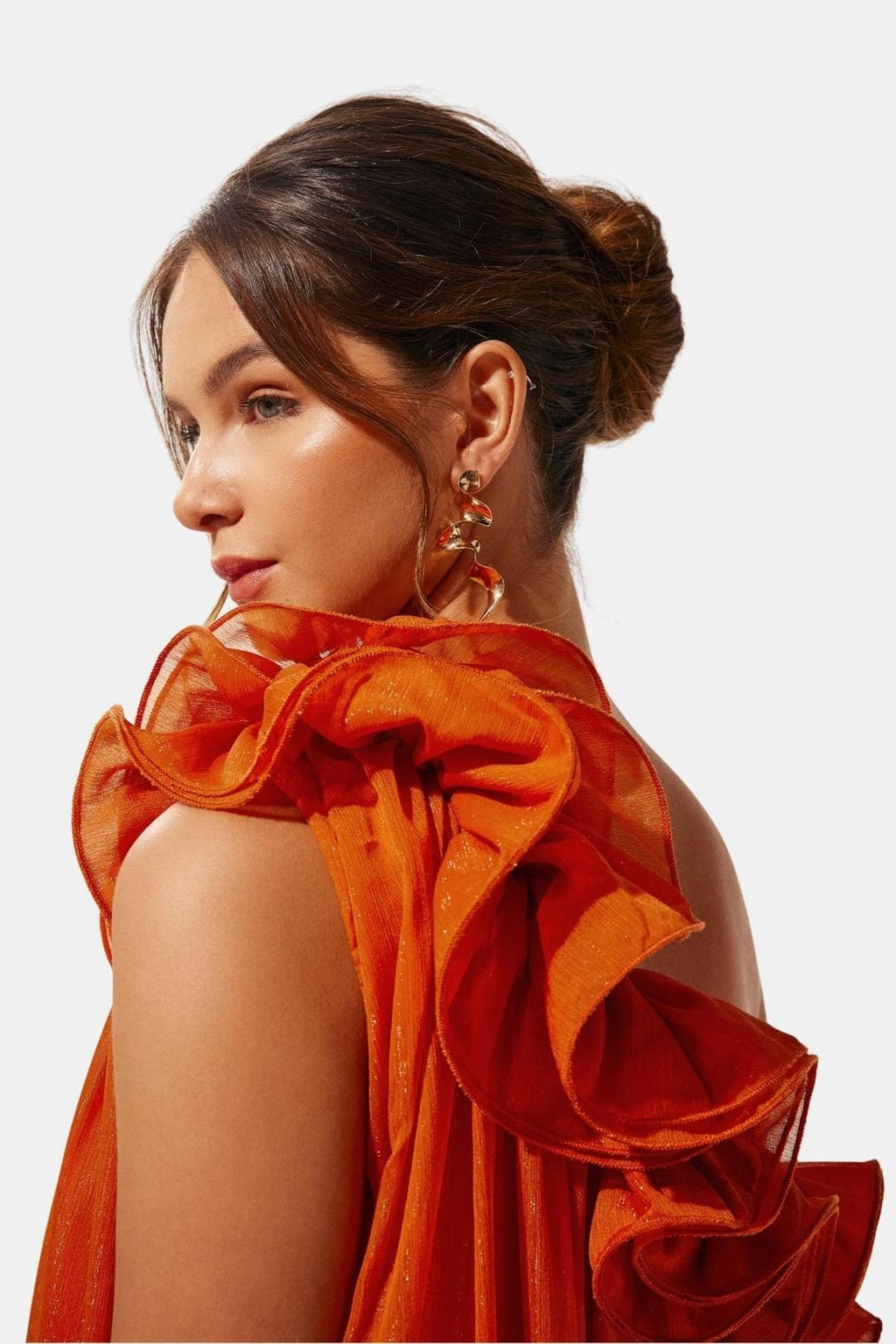 One-Shoulder Floral Maxi Cocktail Dress