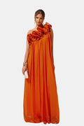 One-Shoulder Floral Maxi Cocktail Dress