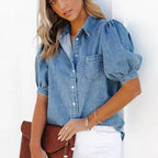 Women's Western Denim Shirt with Snap Buttons