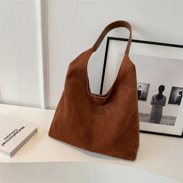 Spacious Suede Shoulder Bag