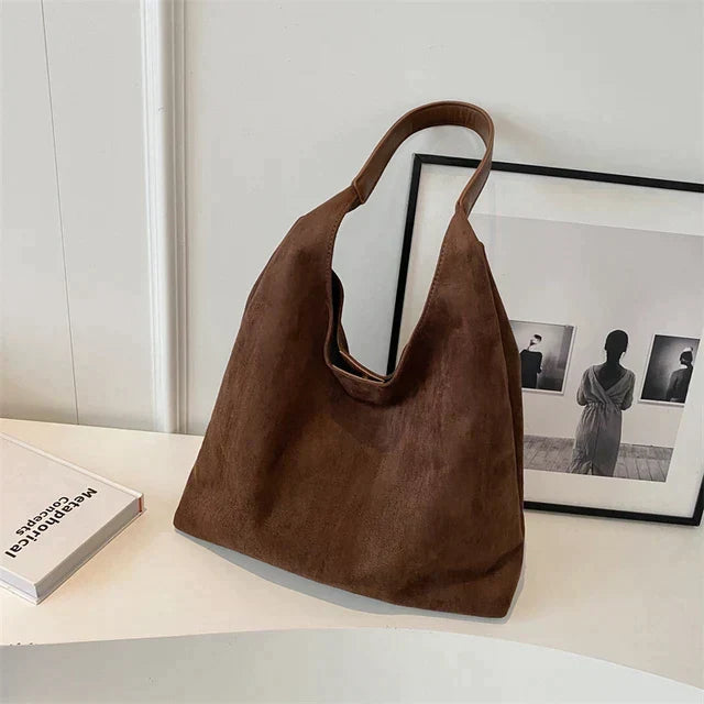 Spacious Suede Shoulder Bag