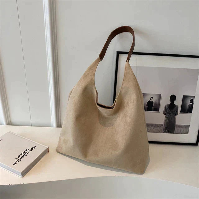 Spacious Suede Shoulder Bag