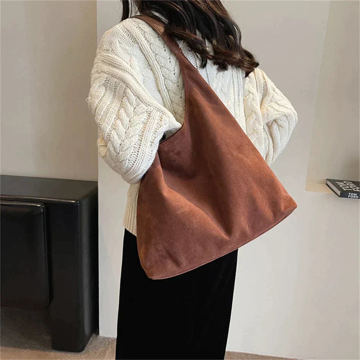 Spacious Suede Shoulder Bag