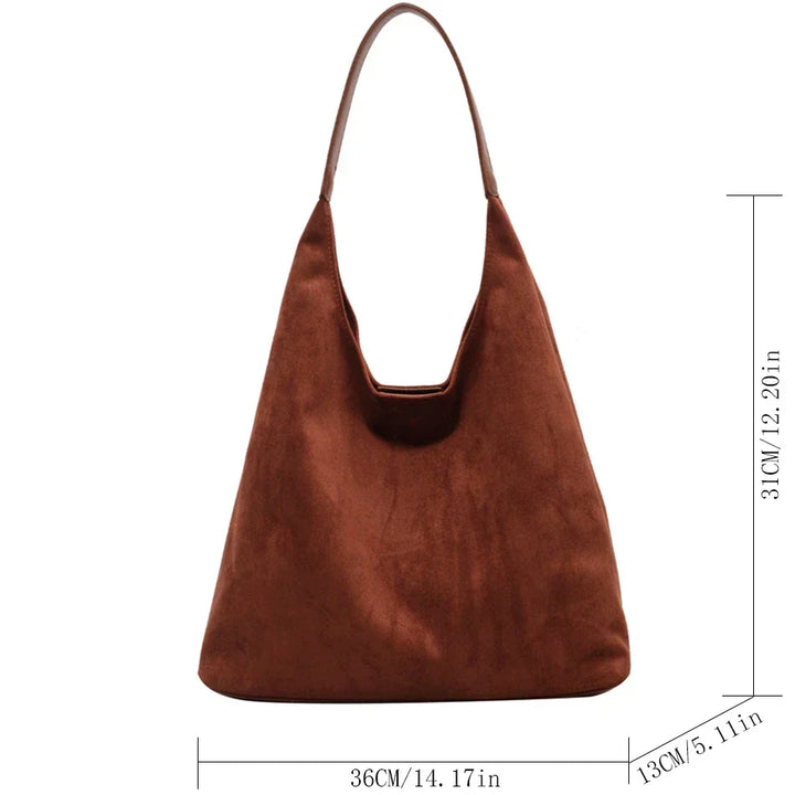 Spacious Suede Shoulder Bag