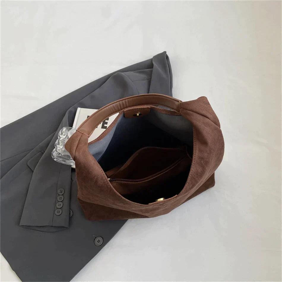 Spacious Suede Shoulder Bag
