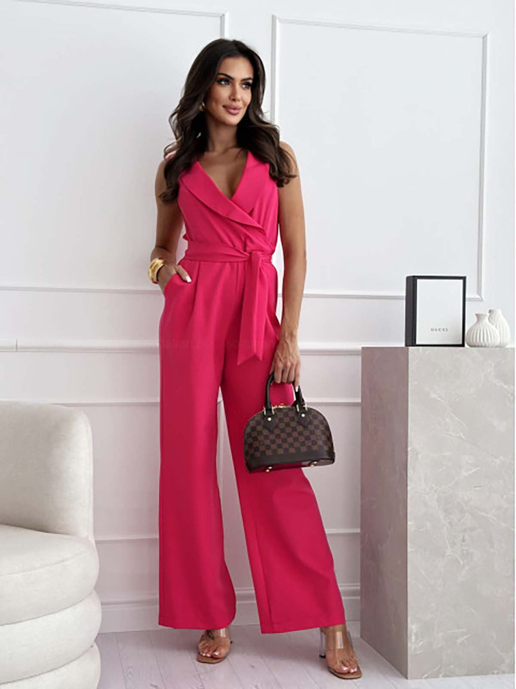 Women’s Sleeveless Jumpsuit – Tailored Fit Wide-Leg