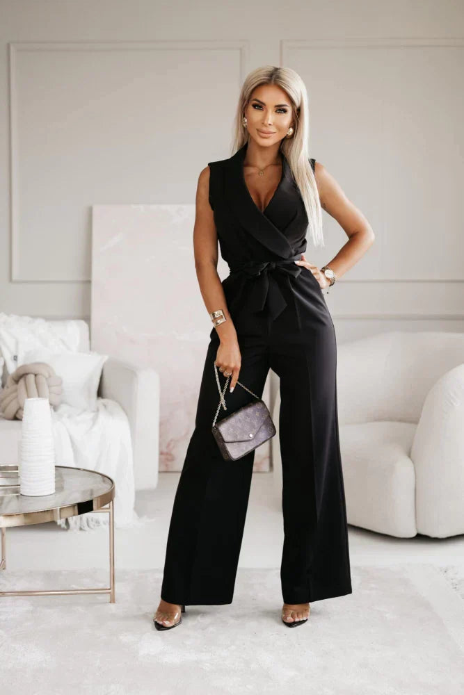 Women’s Sleeveless Jumpsuit – Tailored Fit Wide-Leg