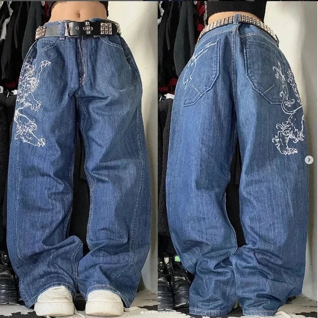 Unisex Baggy Cargo Jeans with Retro Wide-Leg Fit