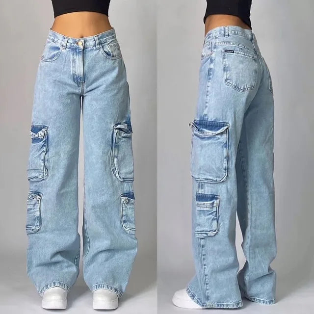 Unisex Baggy Cargo Jeans with Retro Wide-Leg Fit