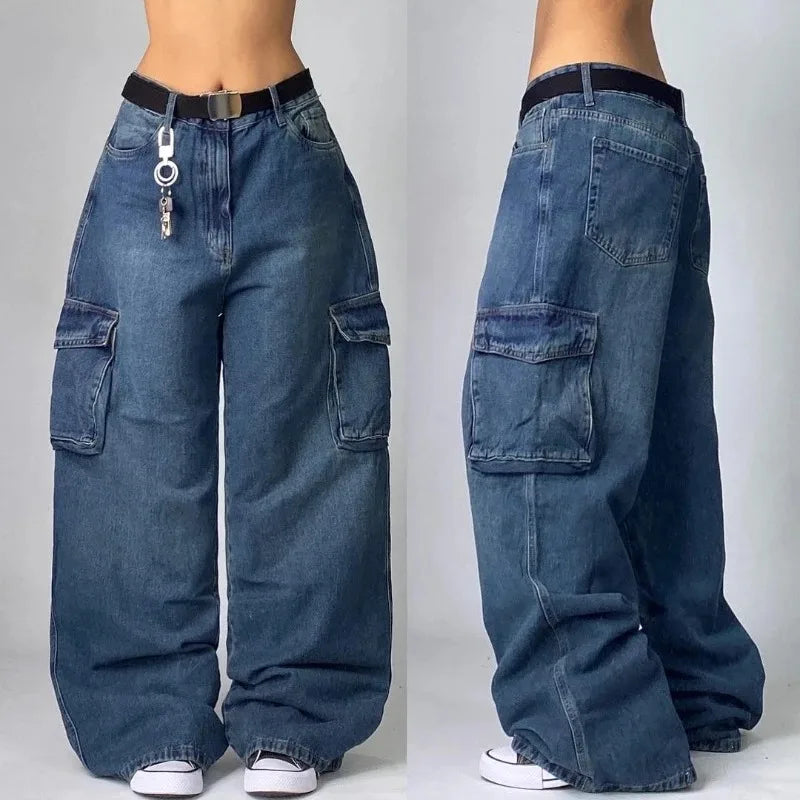 Unisex Baggy Cargo Jeans with Retro Wide-Leg Fit