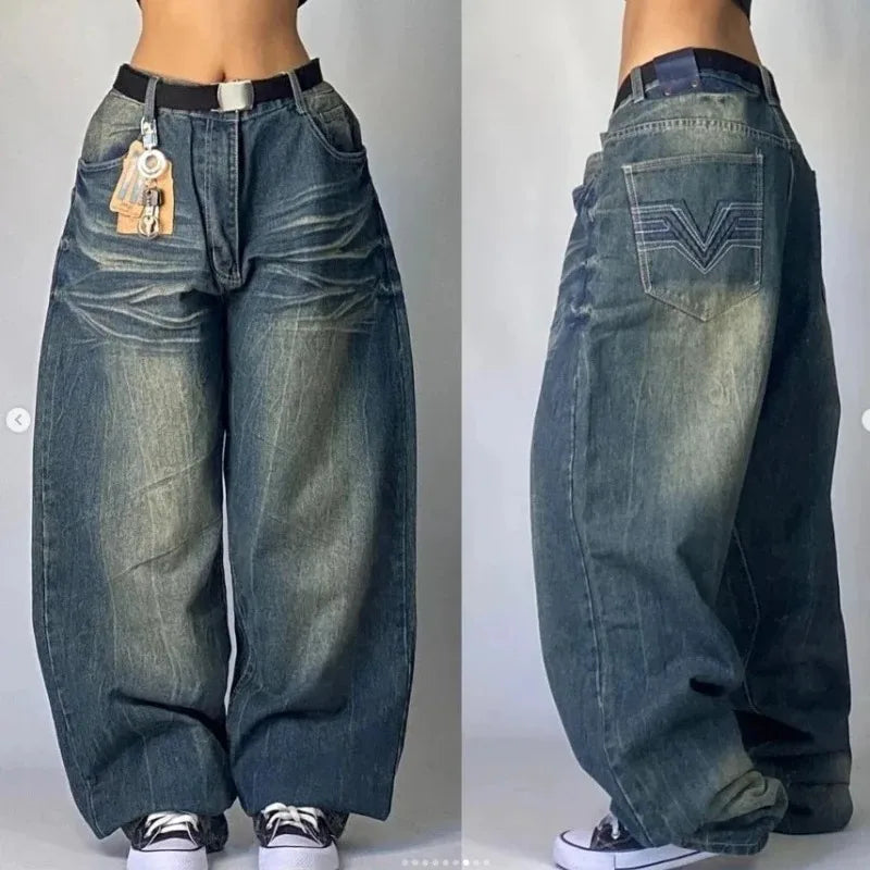 Unisex Baggy Cargo Jeans with Retro Wide-Leg Fit