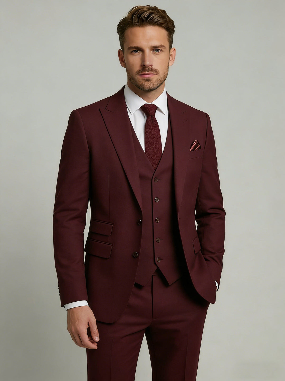 Two-Button Three-Piece Men’s Suit