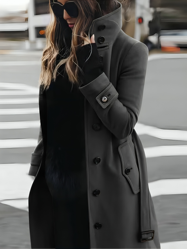 Elegant High Collar Trench Coat
