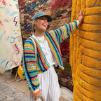 Playful Colourful Patterned Knitted Cardigan