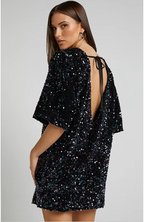 Women's Sequin Mini Dress - Sparkly Bodycon Party Dress with Lining