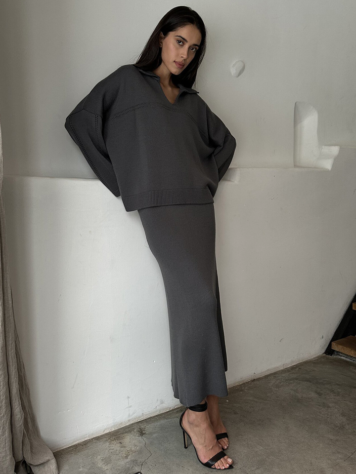 V-Neck Two-Piece Women’s Knit Set