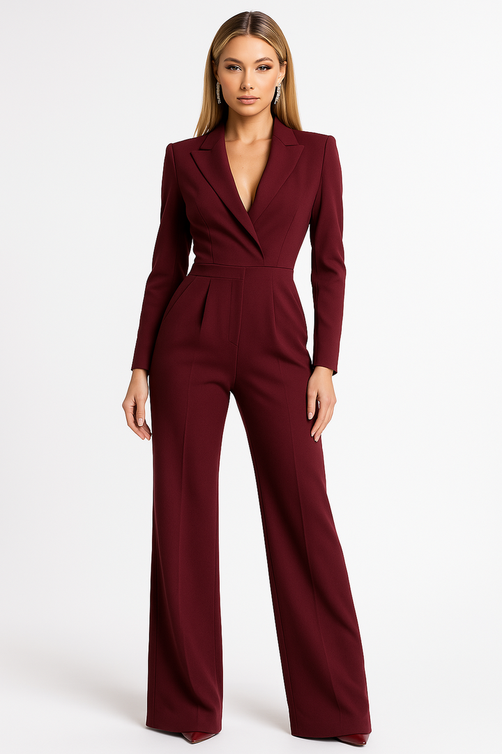 Women's Long-Sleeve Wrap Jumpsuit