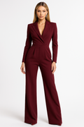 Women's Long-Sleeve Wrap Jumpsuit