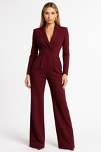 Women's Long-Sleeve Wrap Jumpsuit