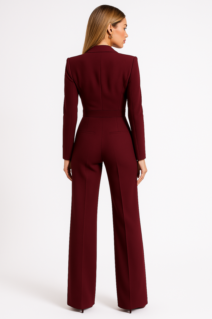 Women's Long-Sleeve Wrap Jumpsuit