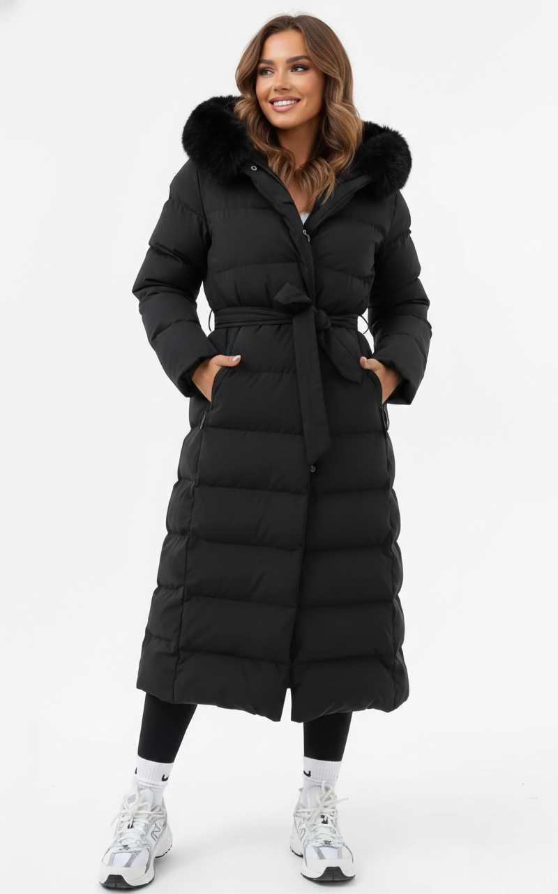Long Padded Faux Fur Coat