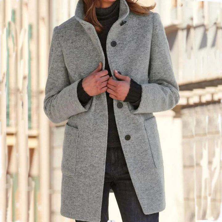 Long Buttoned Pocketed Winter Coat