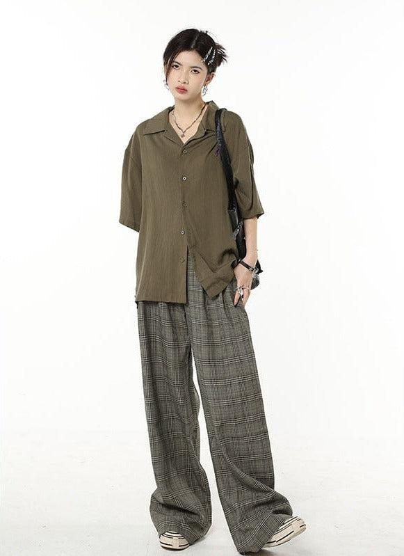 Wide-Leg Dark Academia Plaid Pants