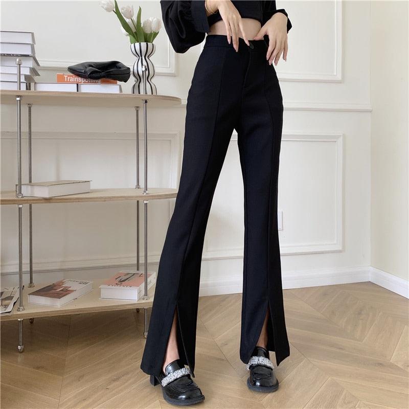 Wide-Leg Pants with Split Hem