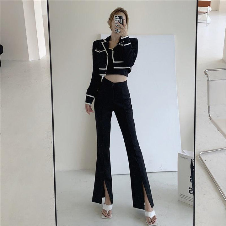 Wide-Leg Pants with Split Hem