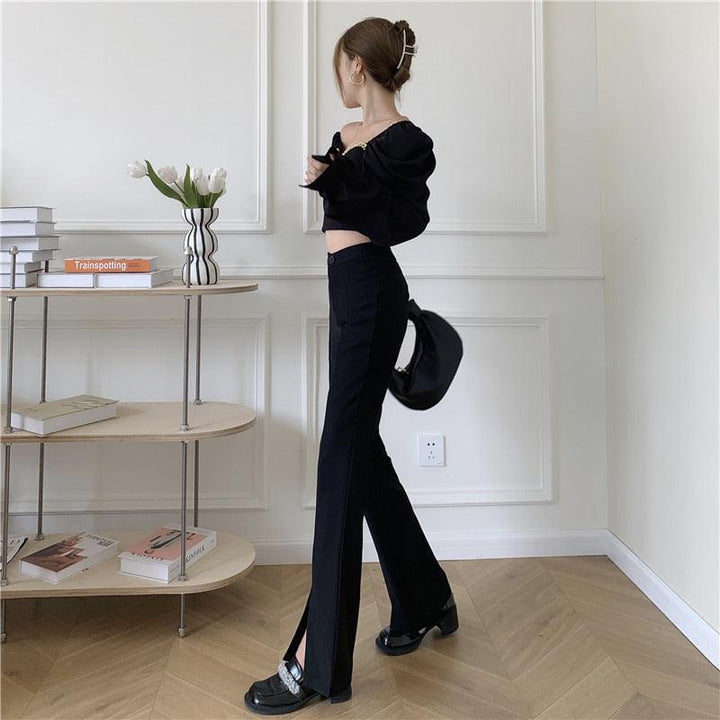 Wide-Leg Pants with Split Hem