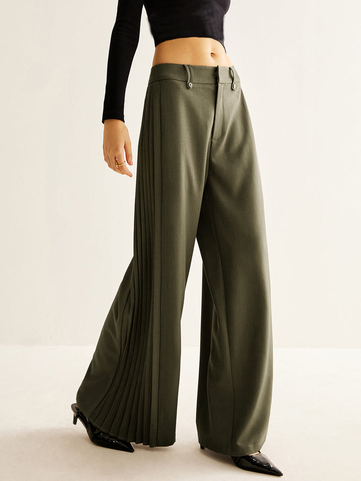 Wide Leg Pants with Side Pleating