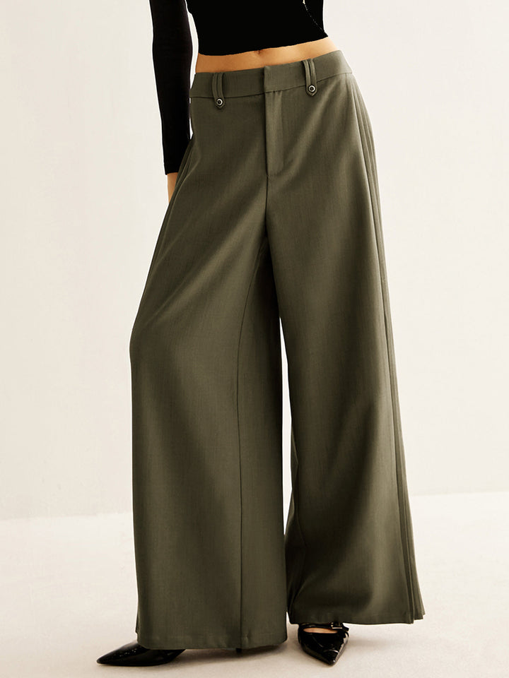 Wide Leg Pants with Side Pleating