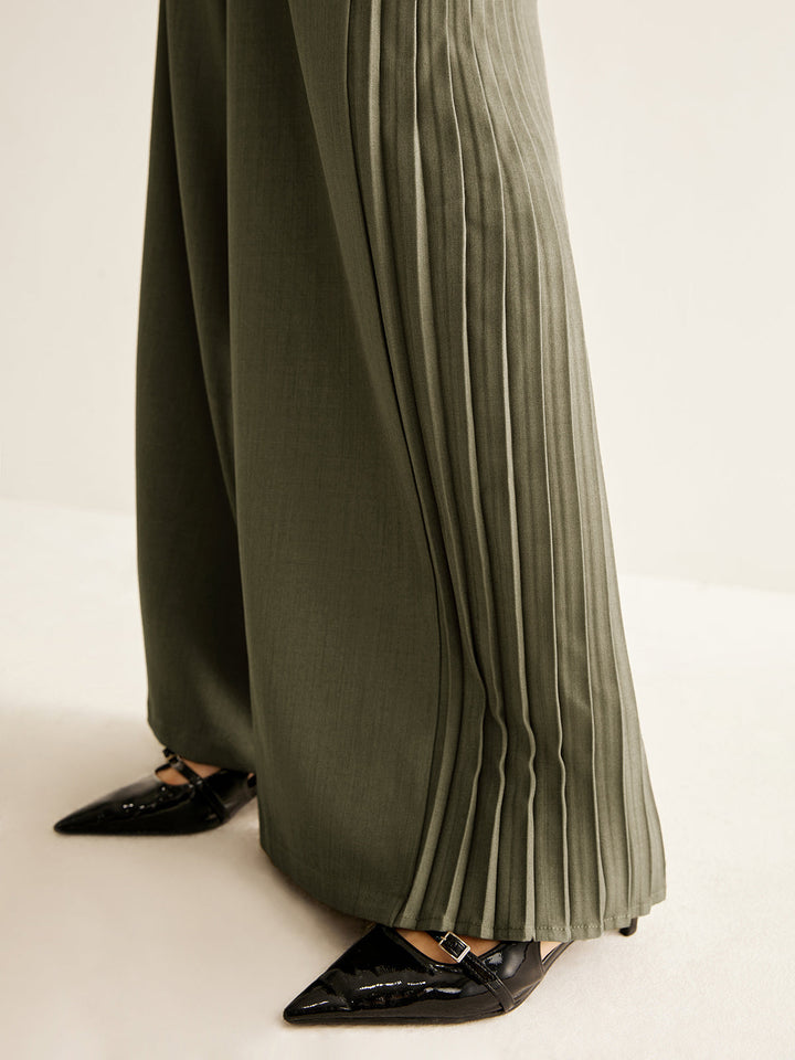 Wide Leg Pants with Side Pleating