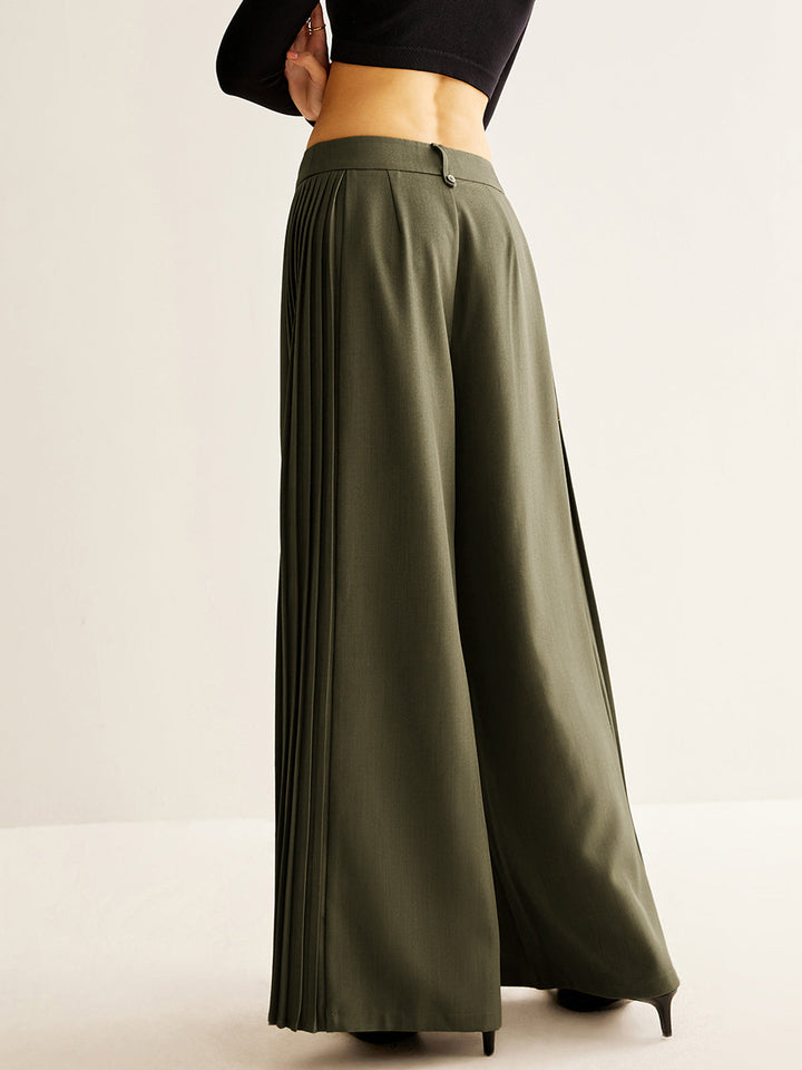 Wide Leg Pants with Side Pleating