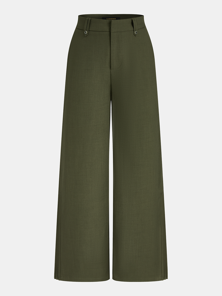 Wide Leg Pants with Side Pleating