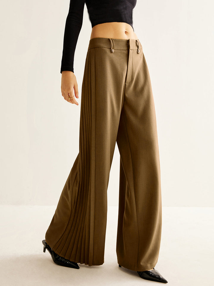 Wide Leg Pants with Side Pleating