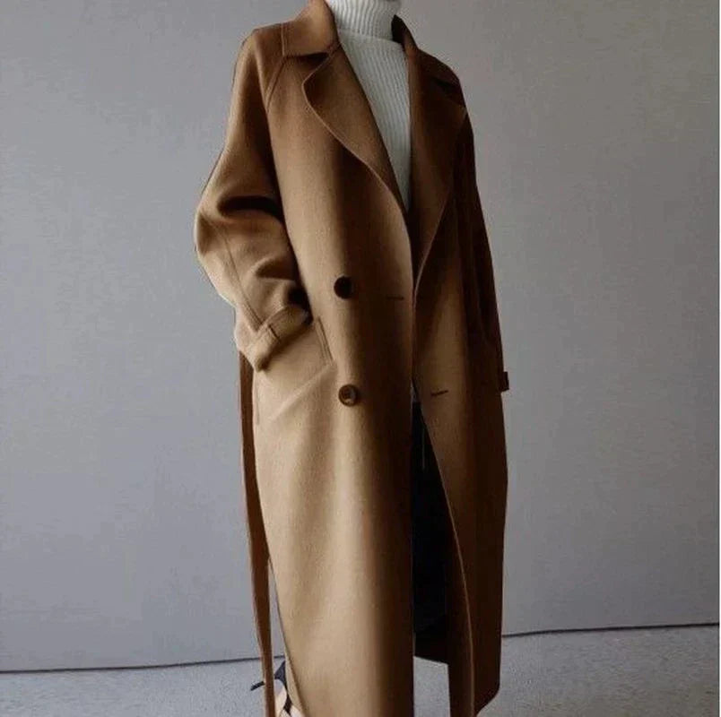 Elegante Lange Wollen Winterjas