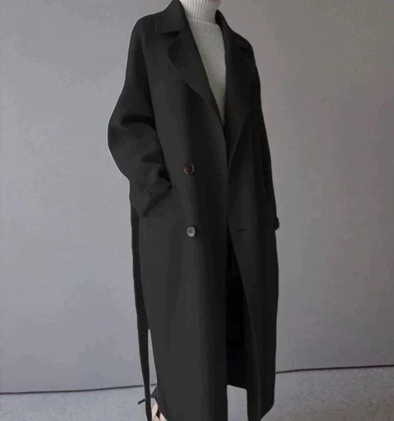 Elegante Lange Wollen Winterjas