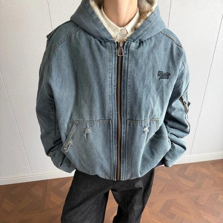 Winter Hooded Denim Jacket