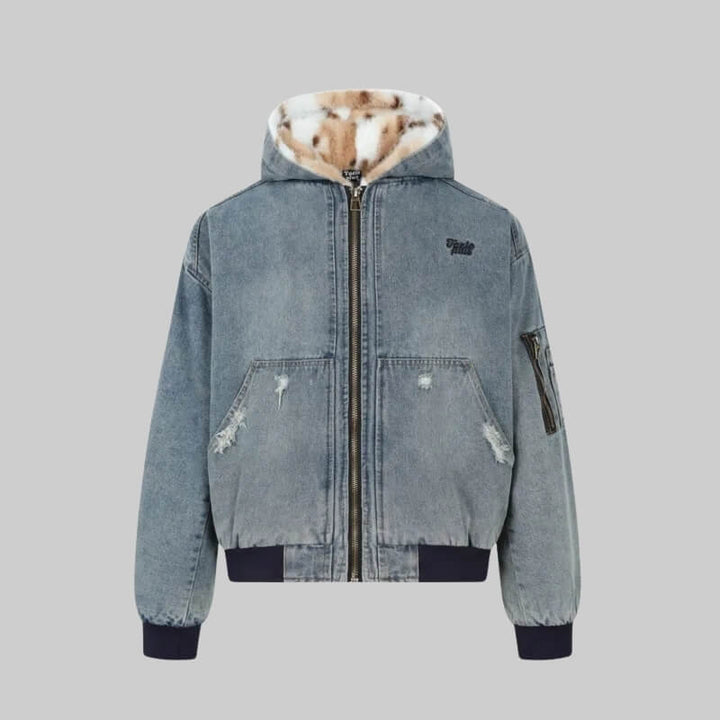 Winter Hooded Denim Jacket