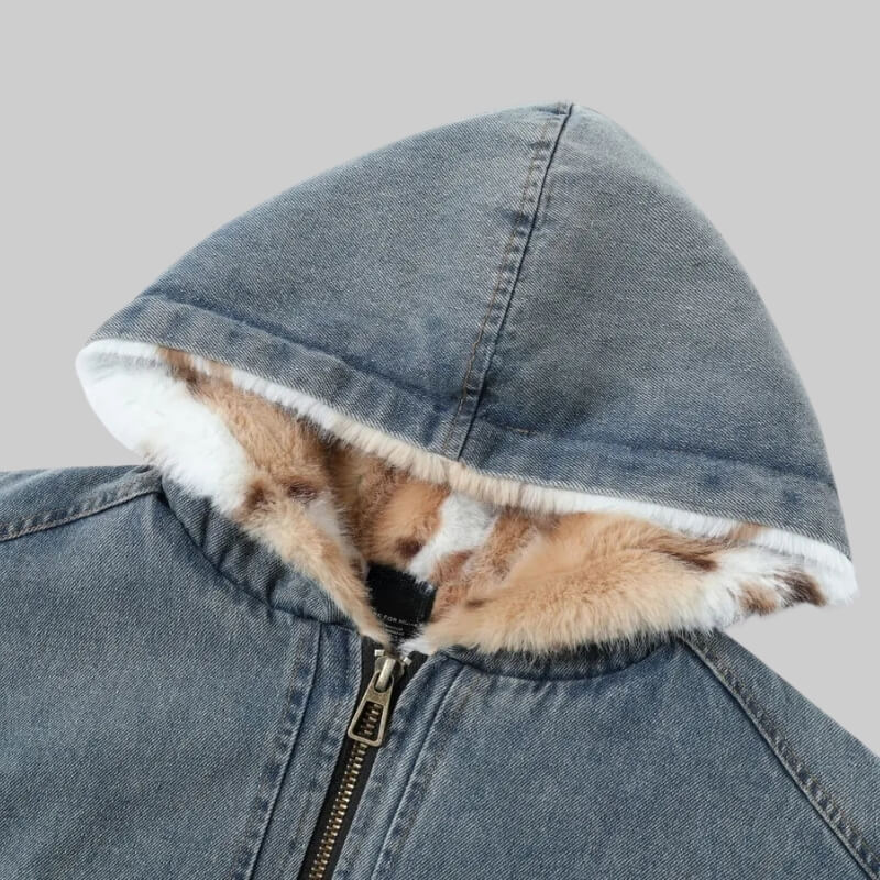 Winter Hooded Denim Jacket