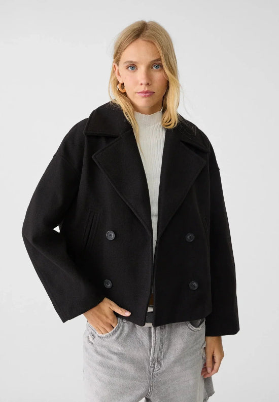 Double-Breasted Wide Lapel Short Jacket