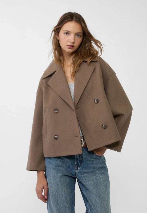 Double-Breasted Wide Lapel Short Jacket
